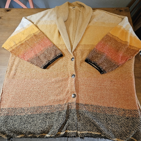 Free People Oversized Sunset Park Cardigan Sweater Low Sun Combo Size Large - Picture 4 of 10